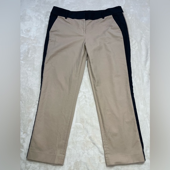 Ann Taylor Pants - Ann Taylor Color block Dress Pants Tan Navy Size 14 Women’s Straight Leg Career